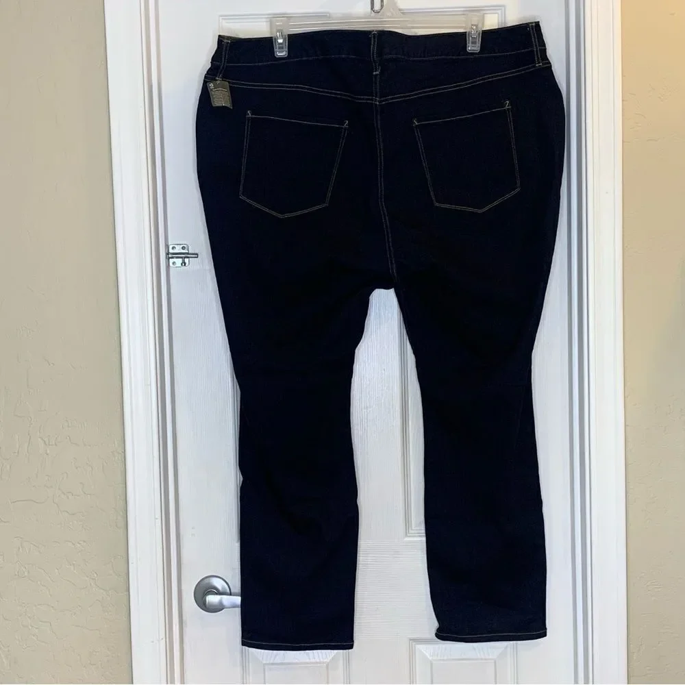 ANA Mid-Rise Curvy Skinny Jeans Dark Denim Rinse Color Size 24W